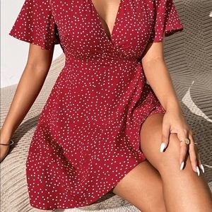 Cute red polka dot wrap dress ❤️